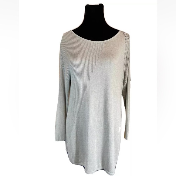 Cashmere Sweater Inc International Concepts M Light Green Asymmetrical Tunic - Picture 1 of 9